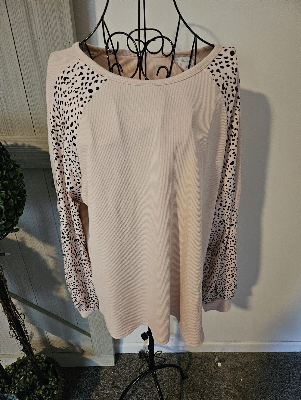 Vanilla Pullover with Animal Print Raglan Sleeves
